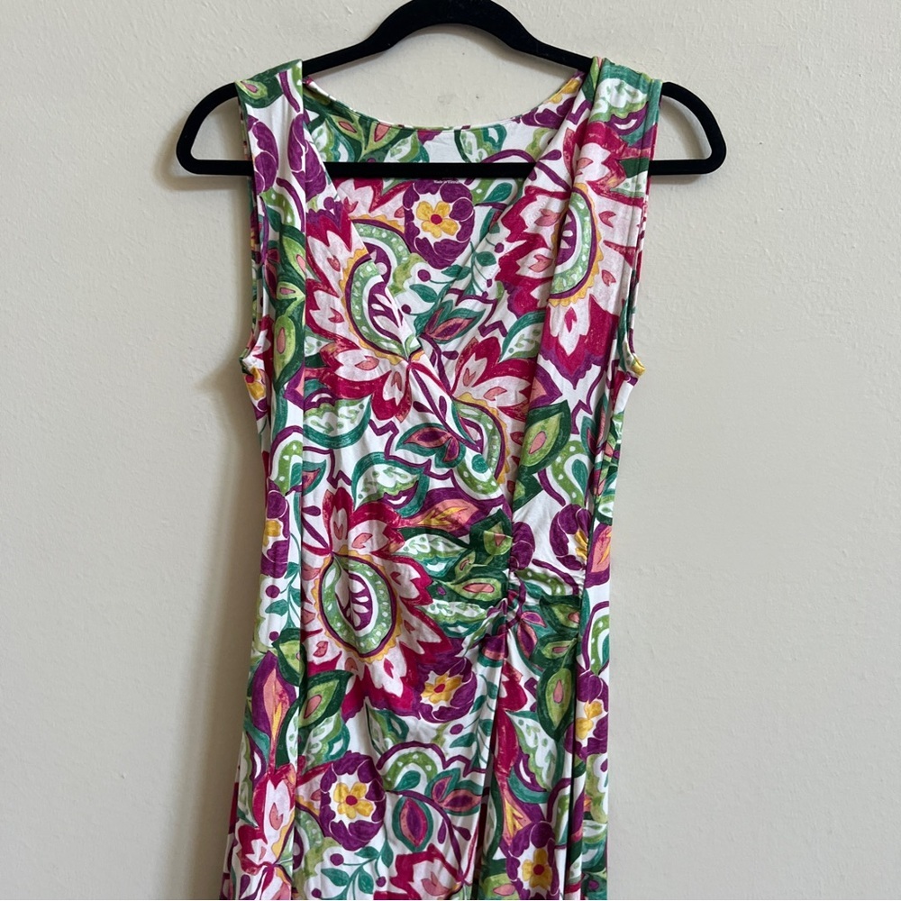 Soft Surroundings Malee Maxi Dress Floral Shirring Surplice Neckline Small - Picture 4 of 9